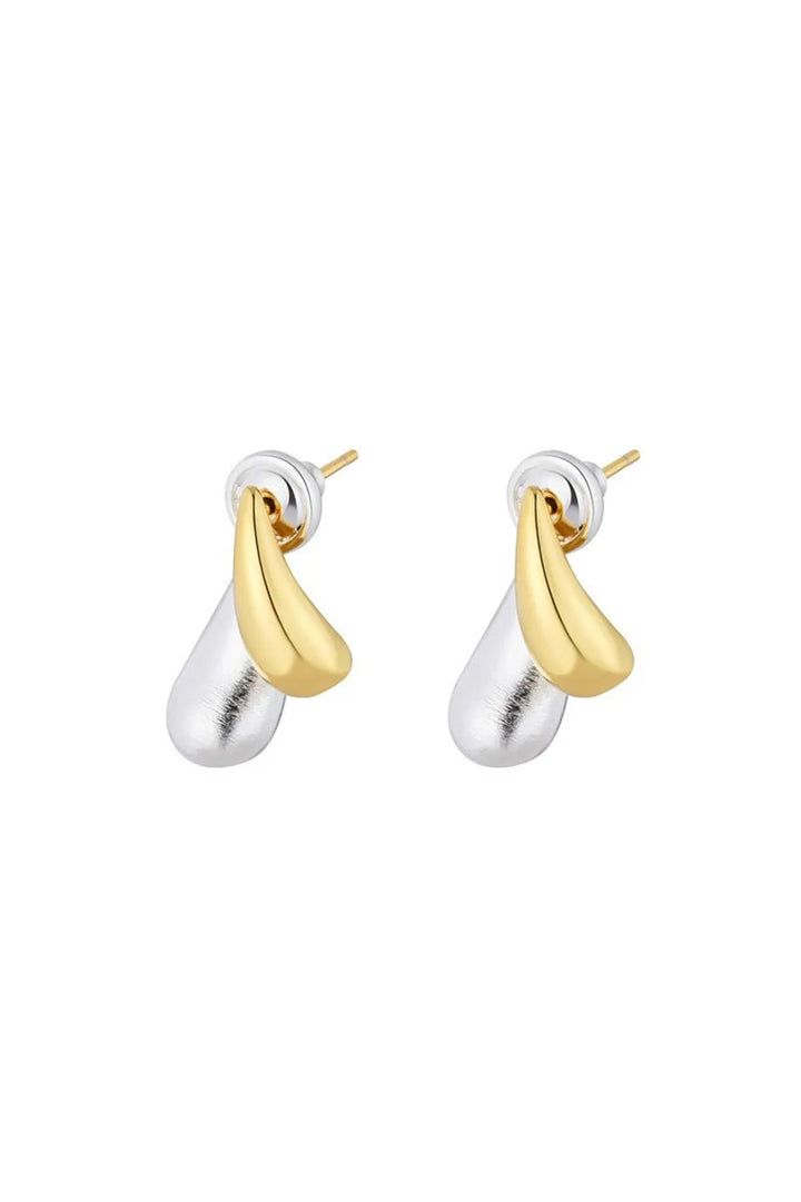 Gold & Silver Teardrop Stud Earrings  
