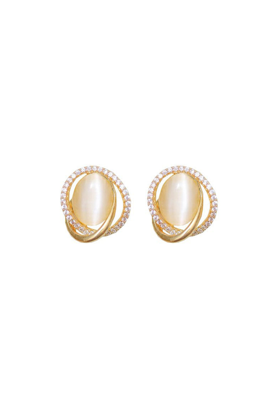 Gold-Plated Cat’s Eye Stud Earrings  