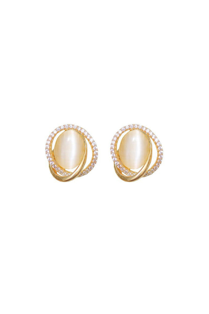 Gold-Plated Cat’s Eye Stud Earrings  