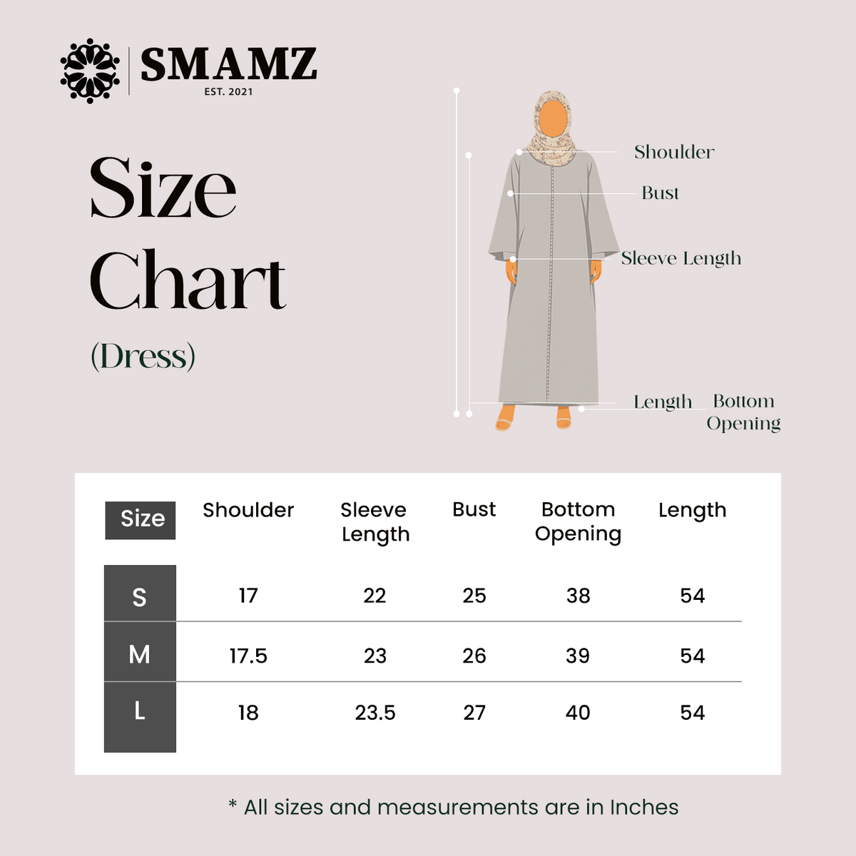 Ivory Buttoned Dress — size chart