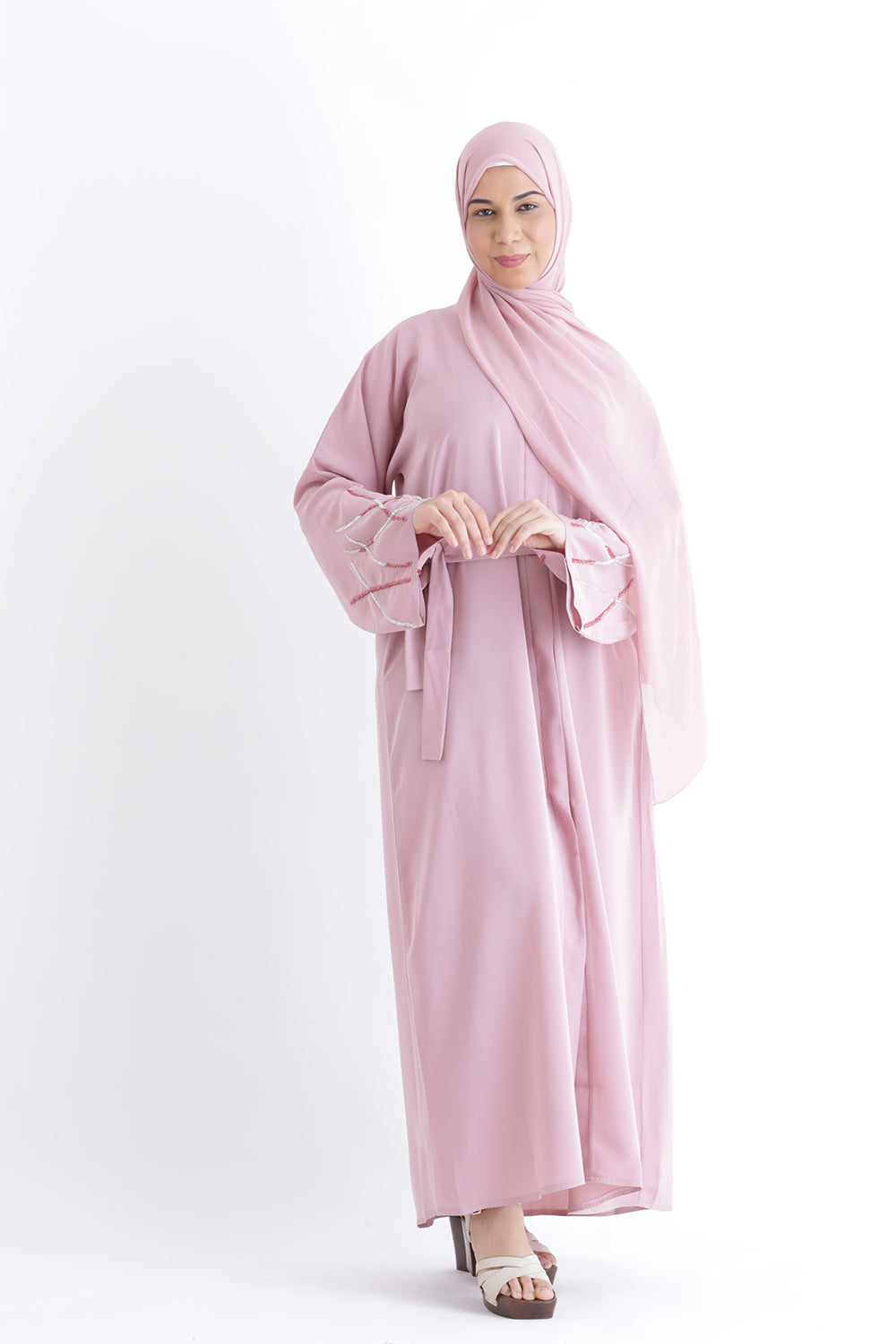 Larisa Pink Abaya with Belt Size 56
