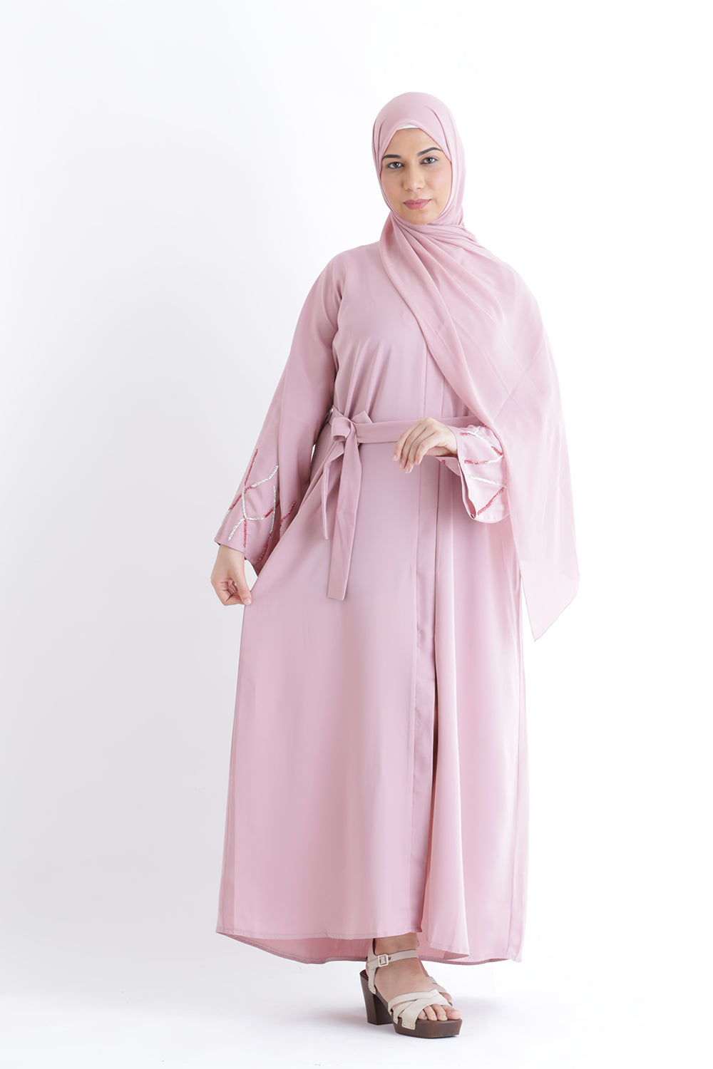 Larisa Pink Abaya with Belt Size 54