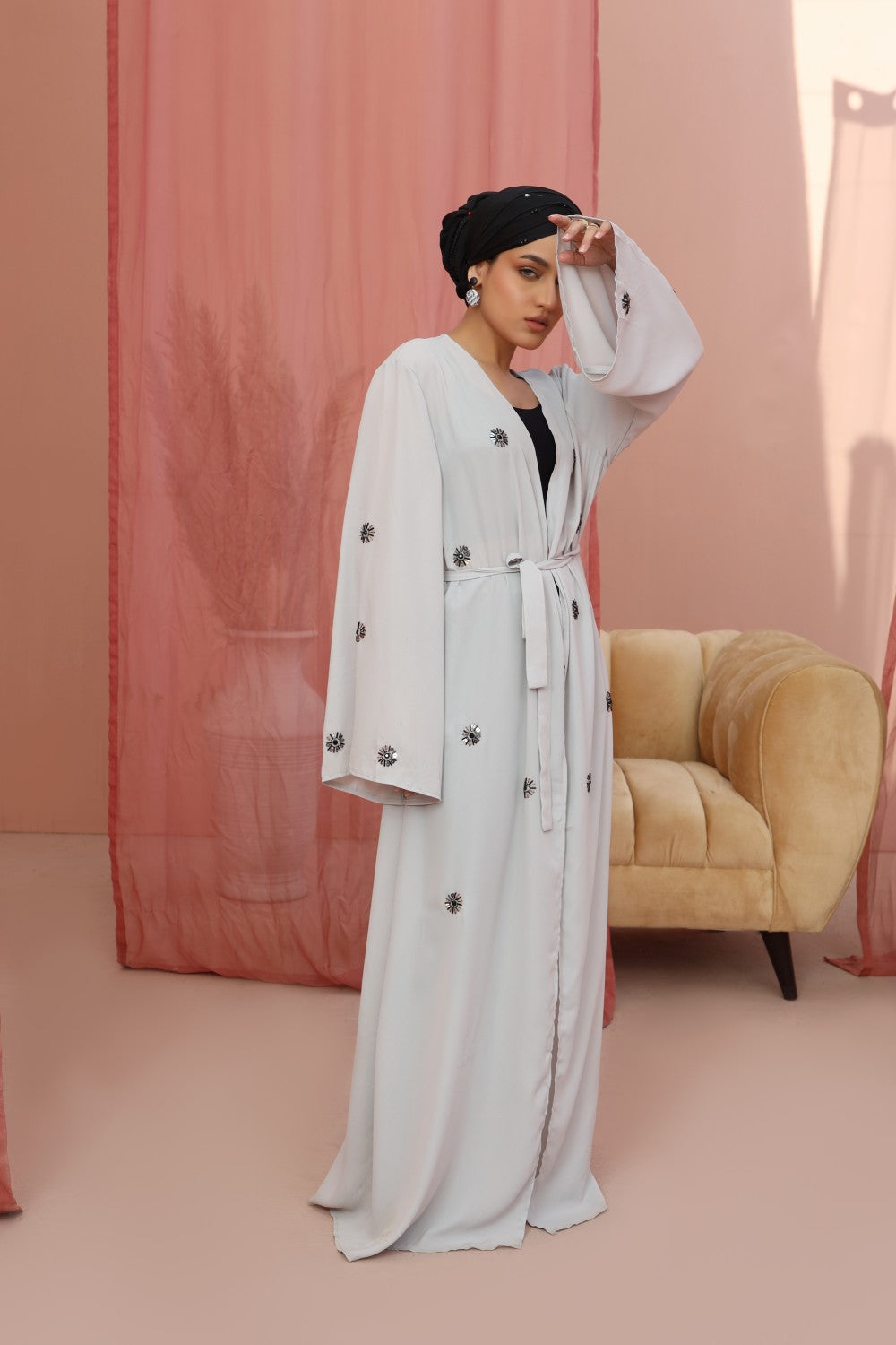 Mystic Grey Kimono Abaya Size L