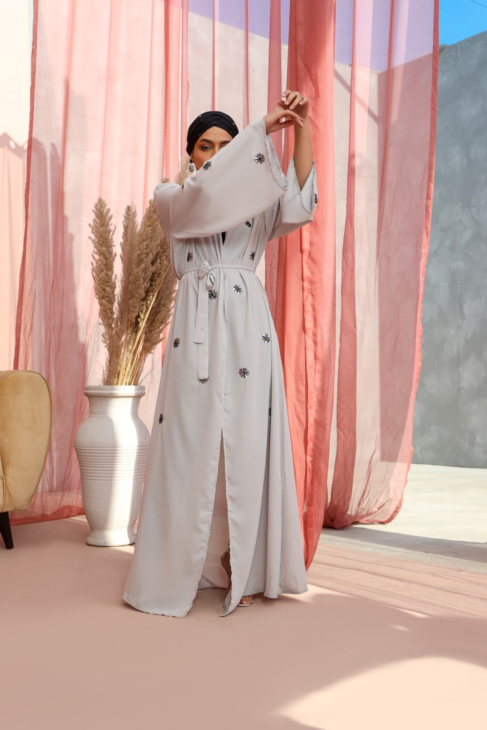 Mystic Grey Kimono Abaya Size XL