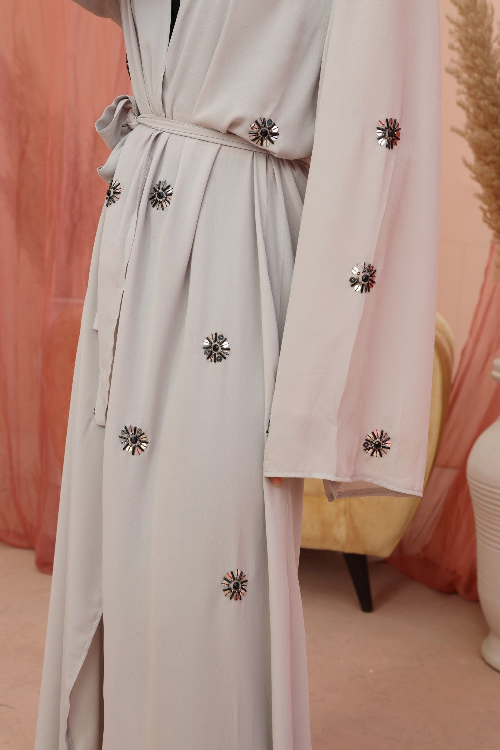 Mystic Grey Kimono Abaya  