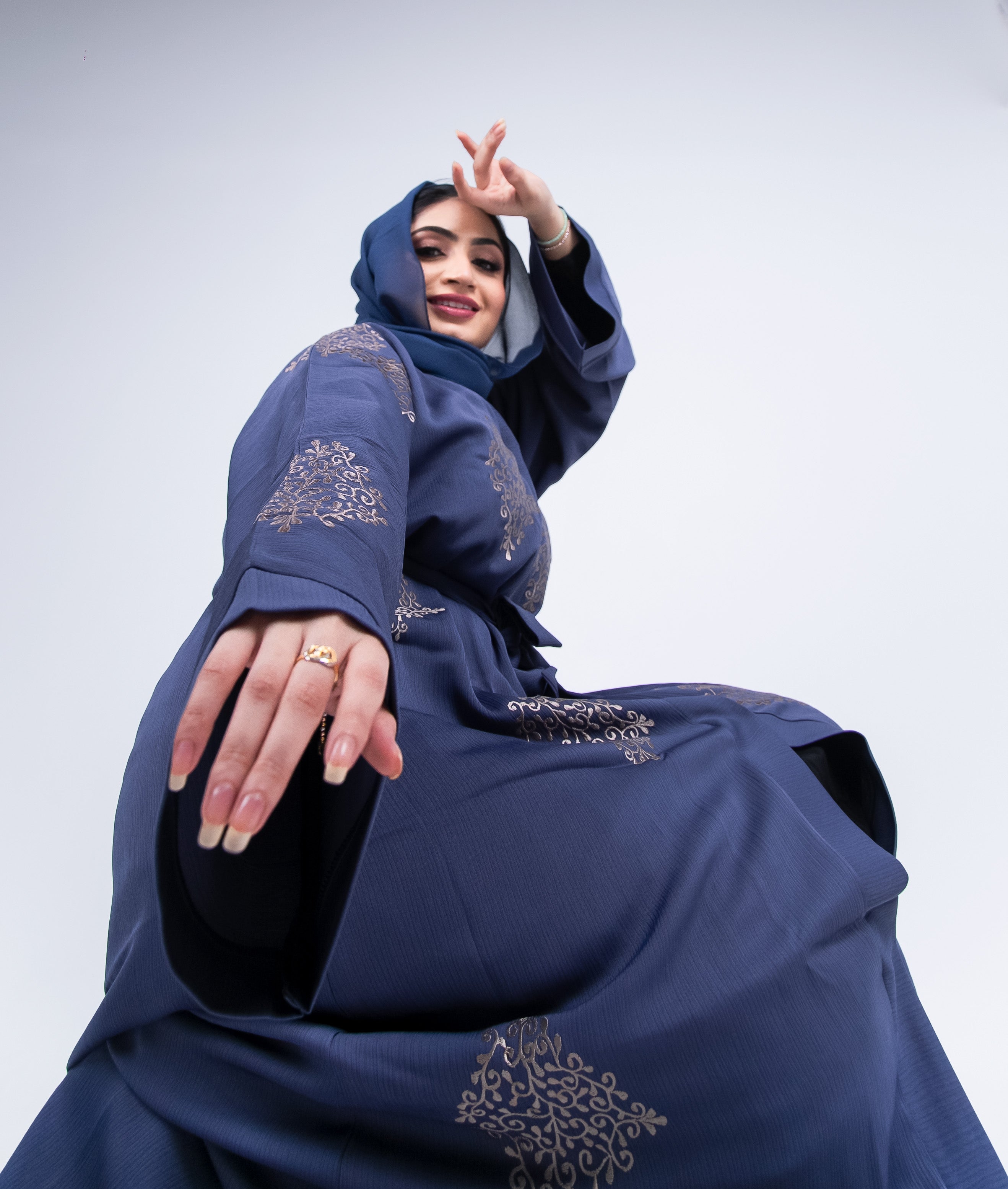 New Ameera Blue Open Abaya – SMAMZ - Modest Wear, Modest Living