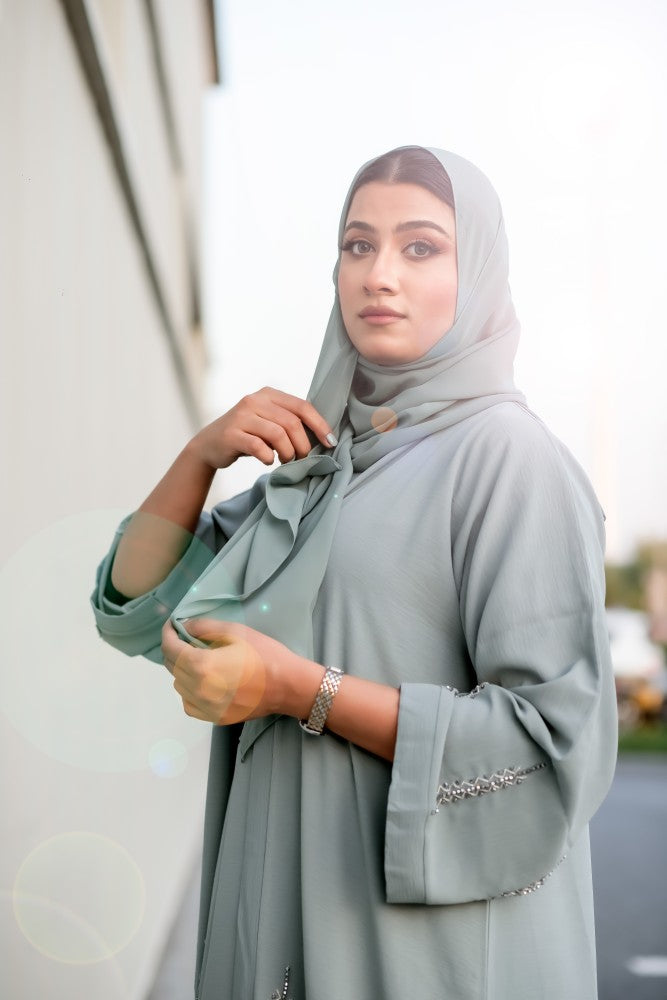 Ocean green 3 piece Abaya, 3 piece Abaya , Abaya,smamz modest wear,smamz open abaya