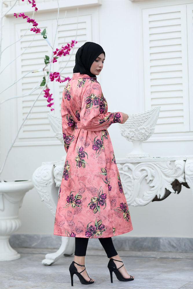 Pink Floral Long Dress,premium silk dress,floral dress,smamz modest formal wear