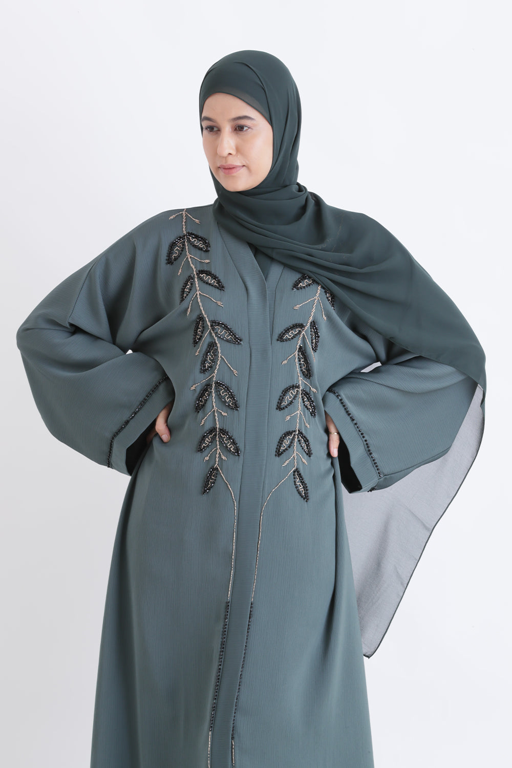 Serene Forest Open Abaya Size 52