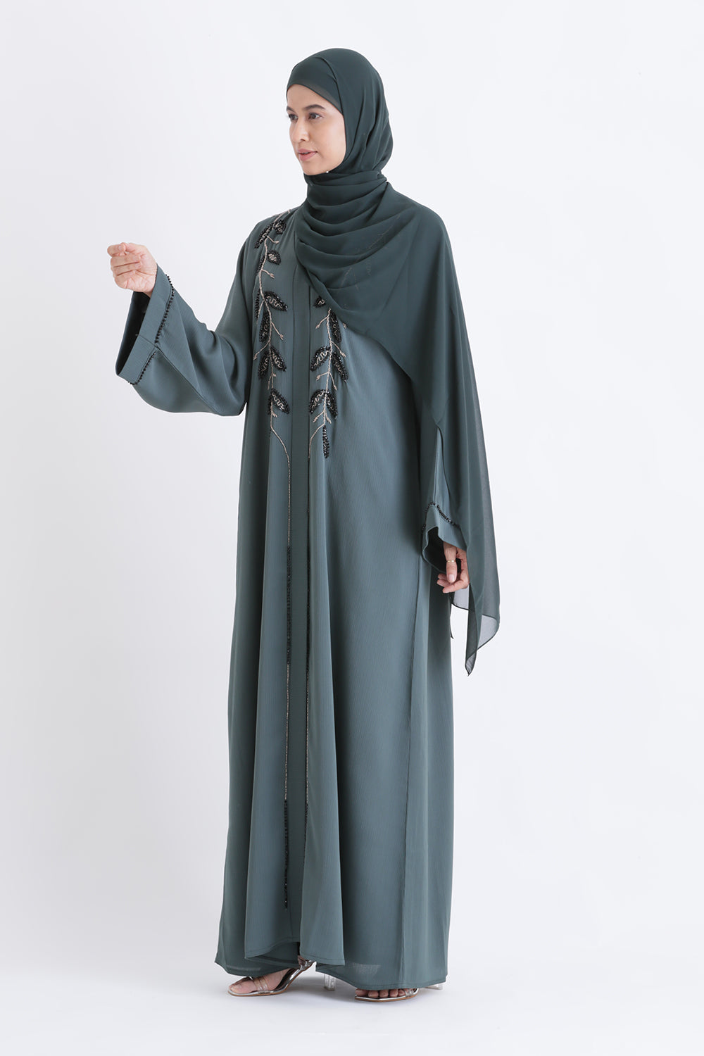 Serene Forest Open Abaya
