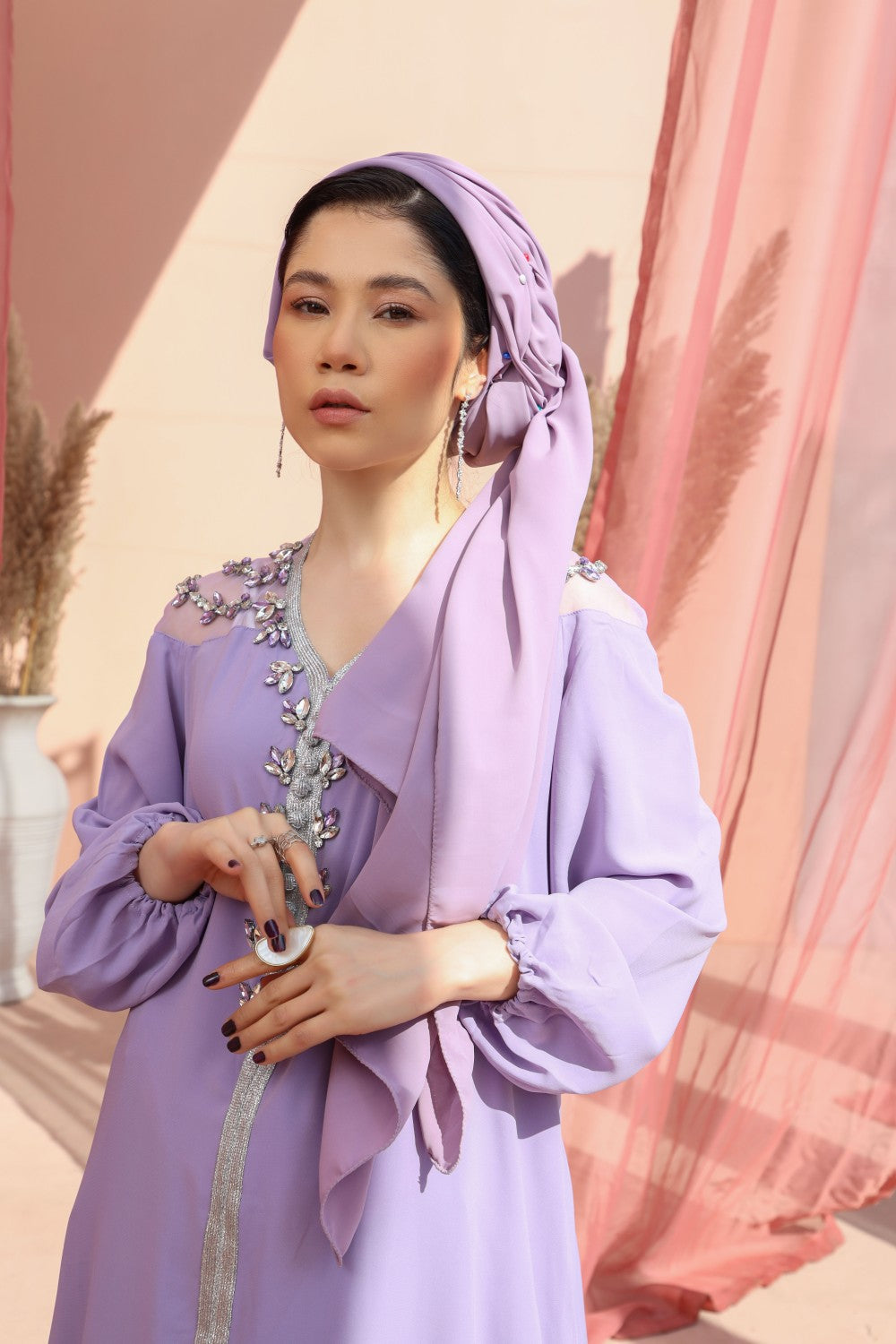 Purple Serene Lilac Occassion Abaya Size M