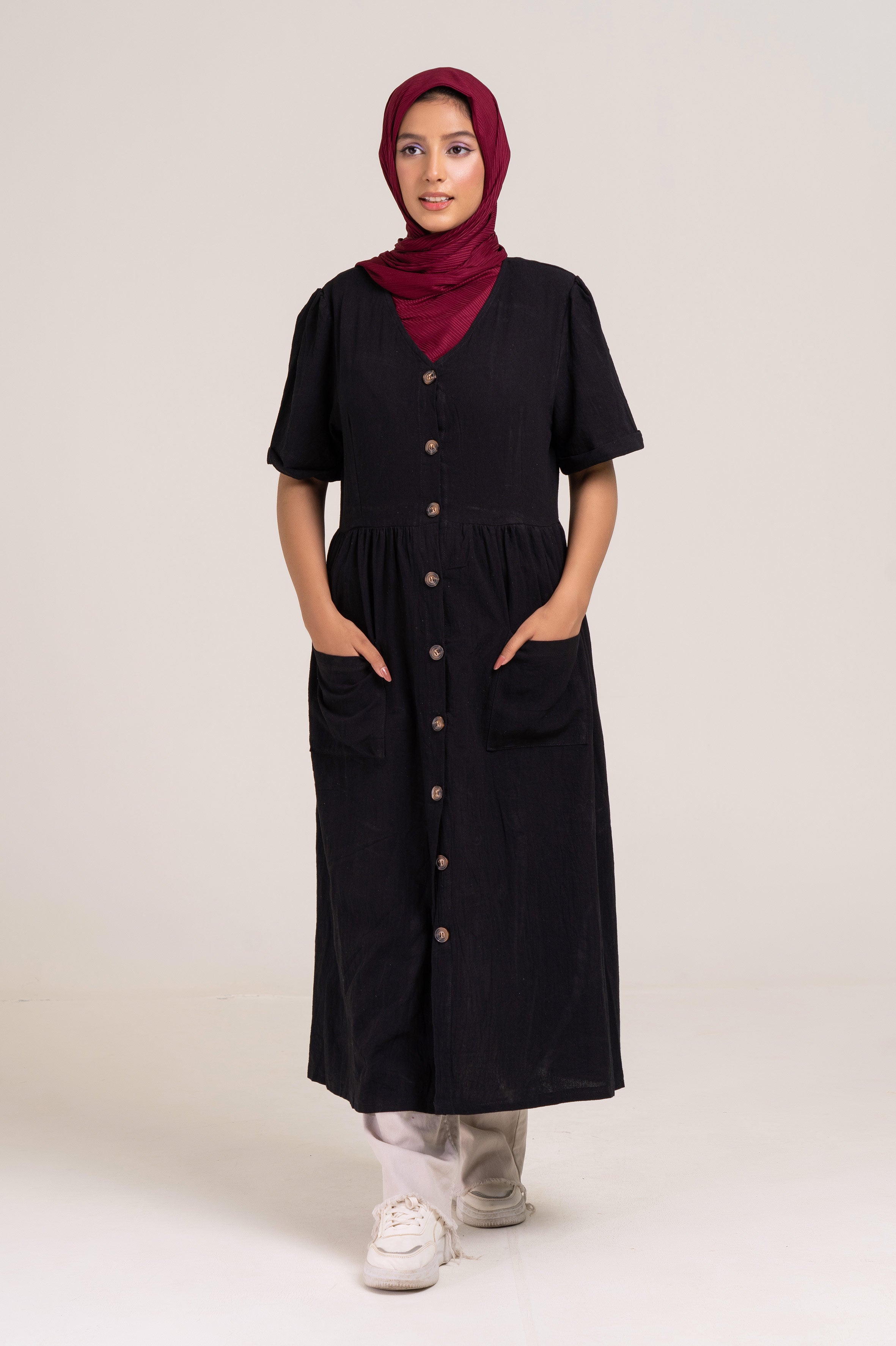 The Casual Button-Down Dress (Black)  