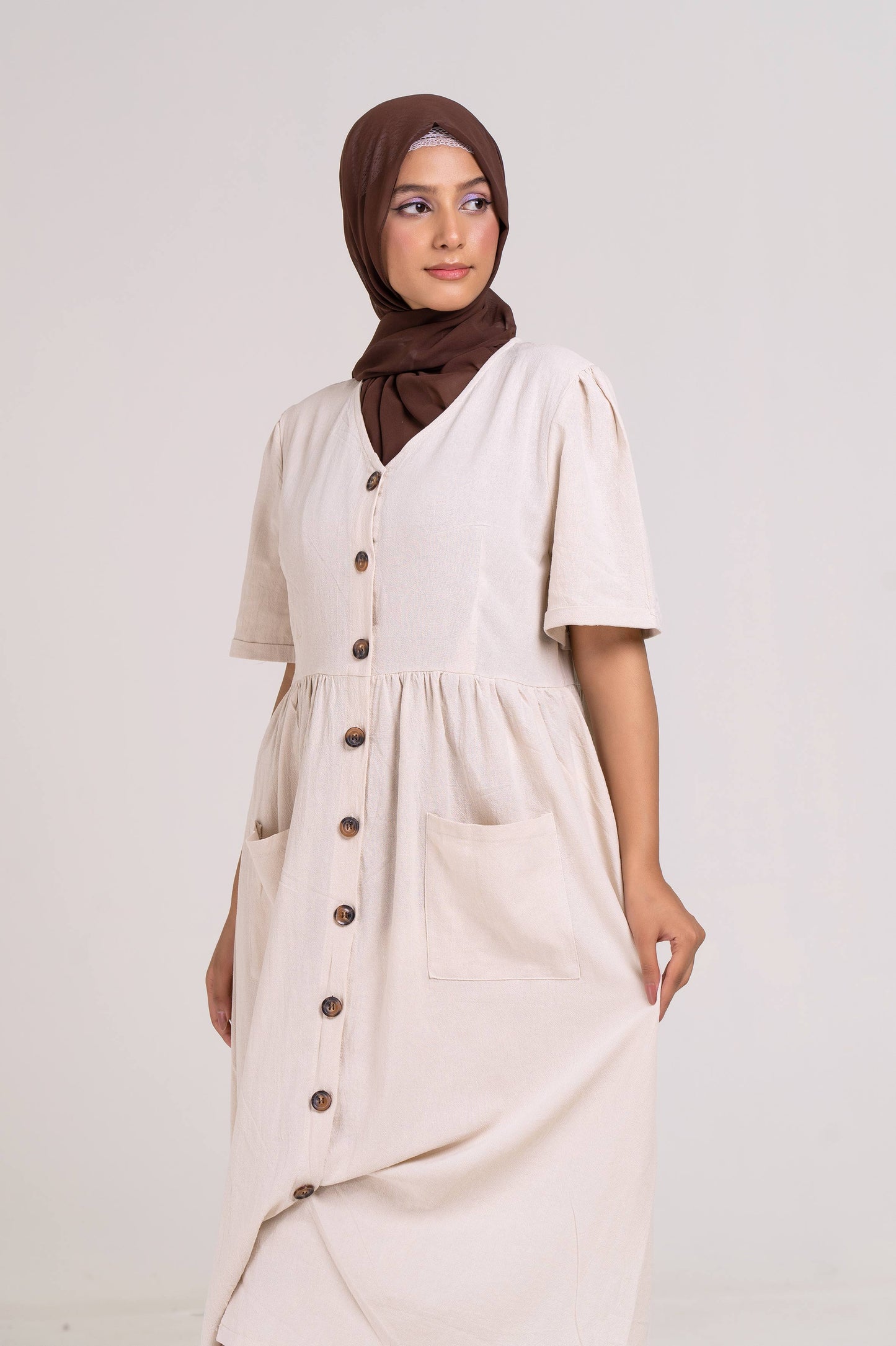 The Casual Button-Down Dress (Stone)