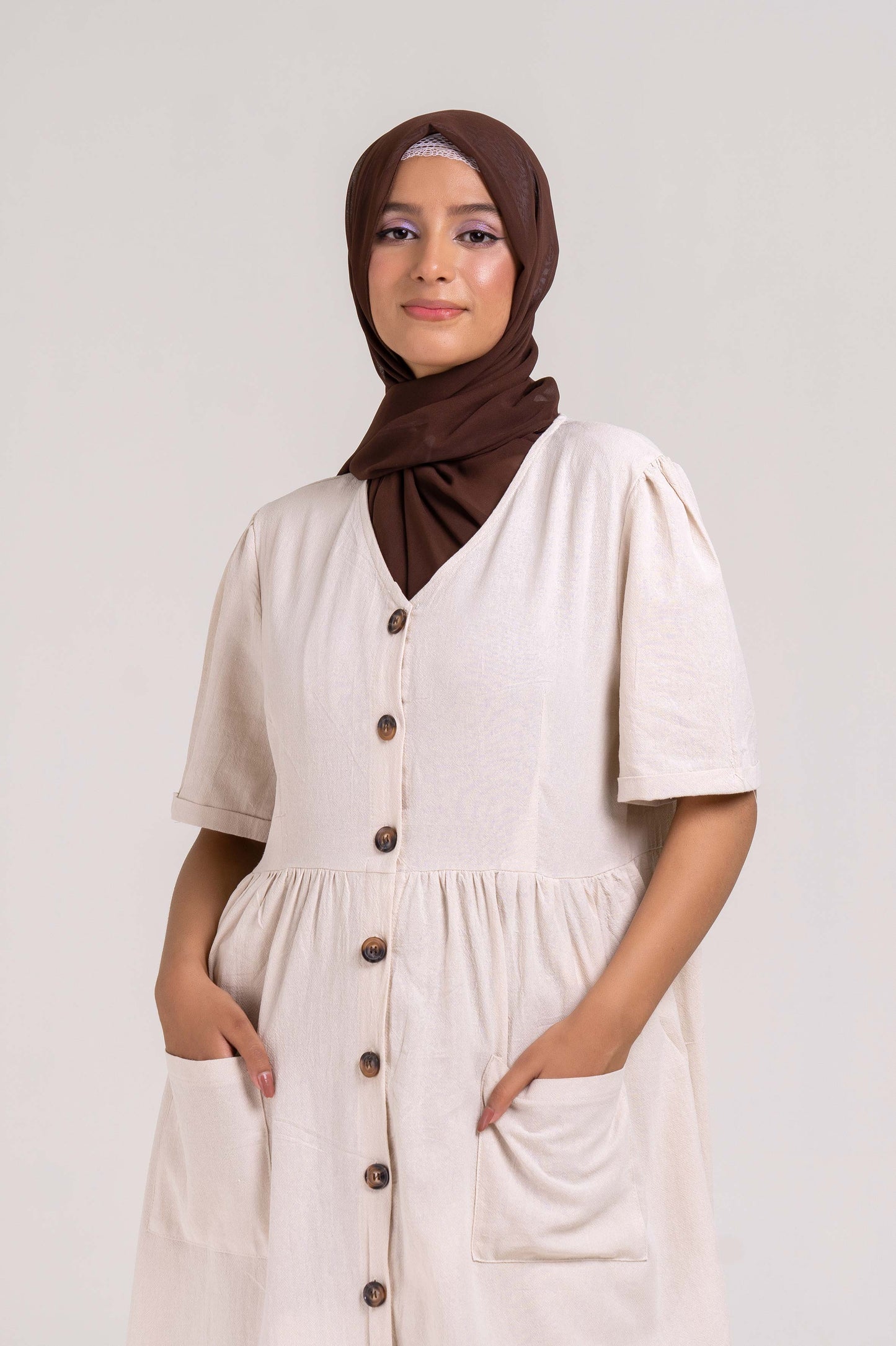 The Casual Button-Down Dress (Stone)