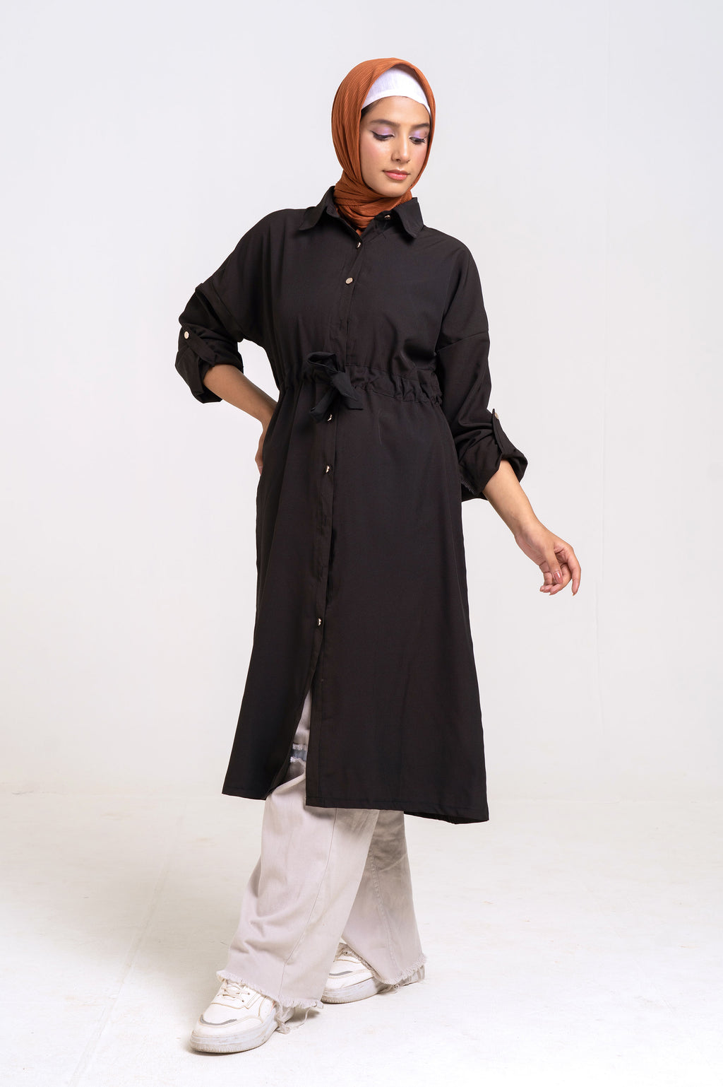 The Classic Shirt Dress (Black) Size S