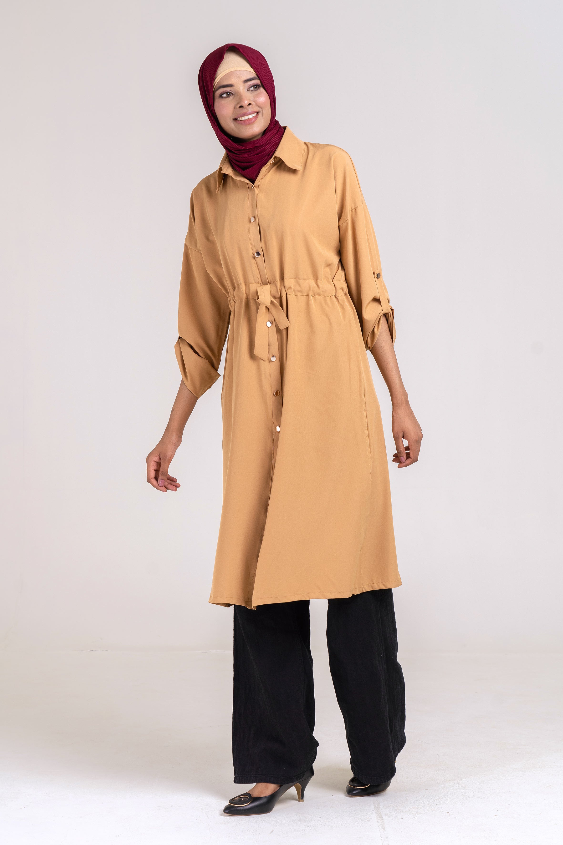 The Classic Shirt Dress (Sand Brown) Size XL