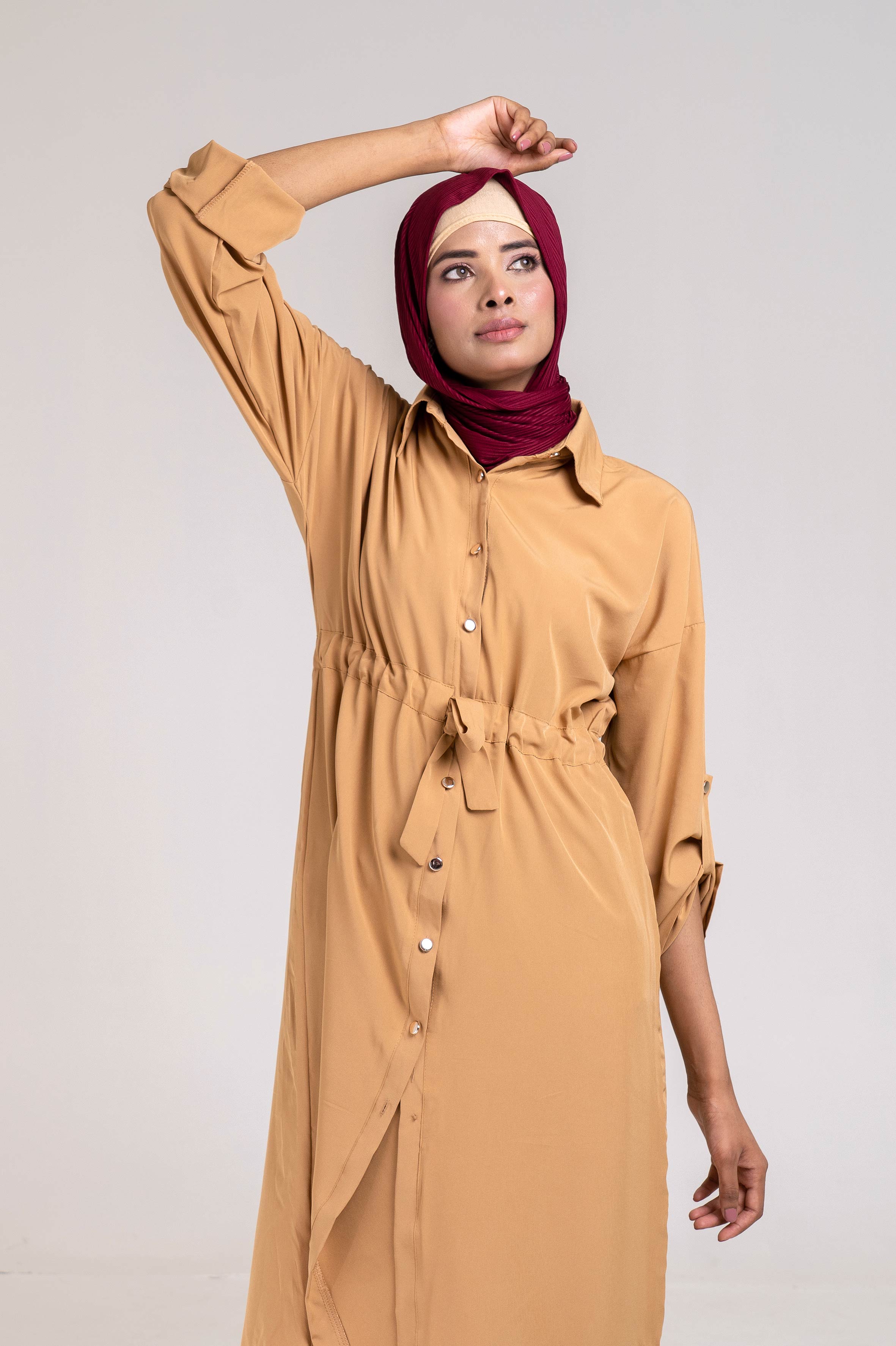 The Classic Shirt Dress (Sand Brown) Size L