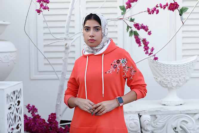 Long Embroidered Hoodie