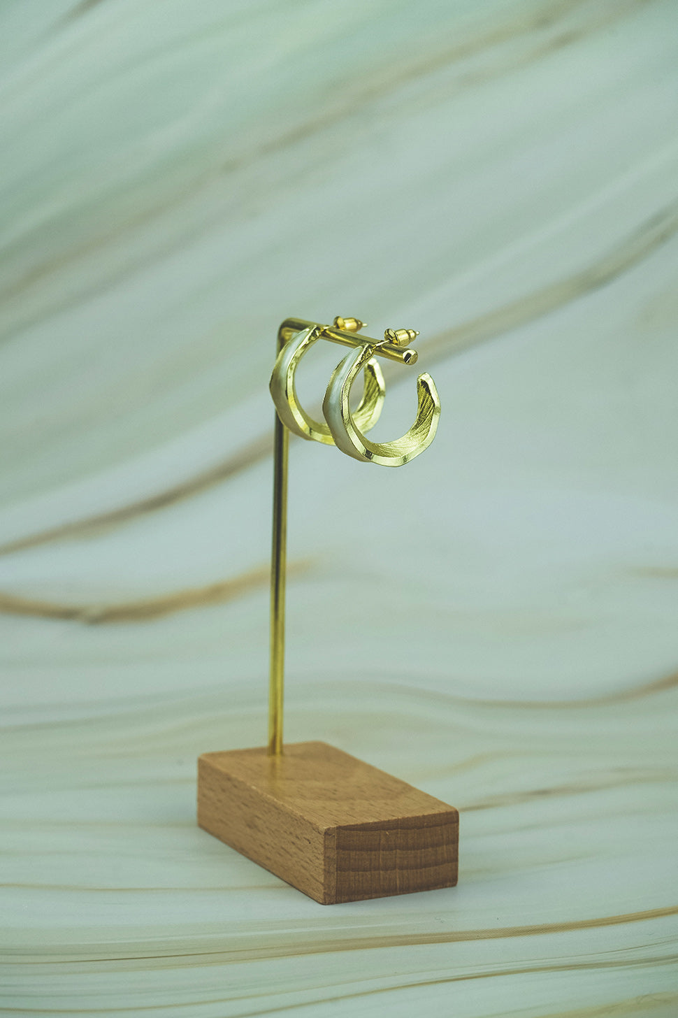 Elegant Hoop-Style Stud Earrings - Cream Title Default Title