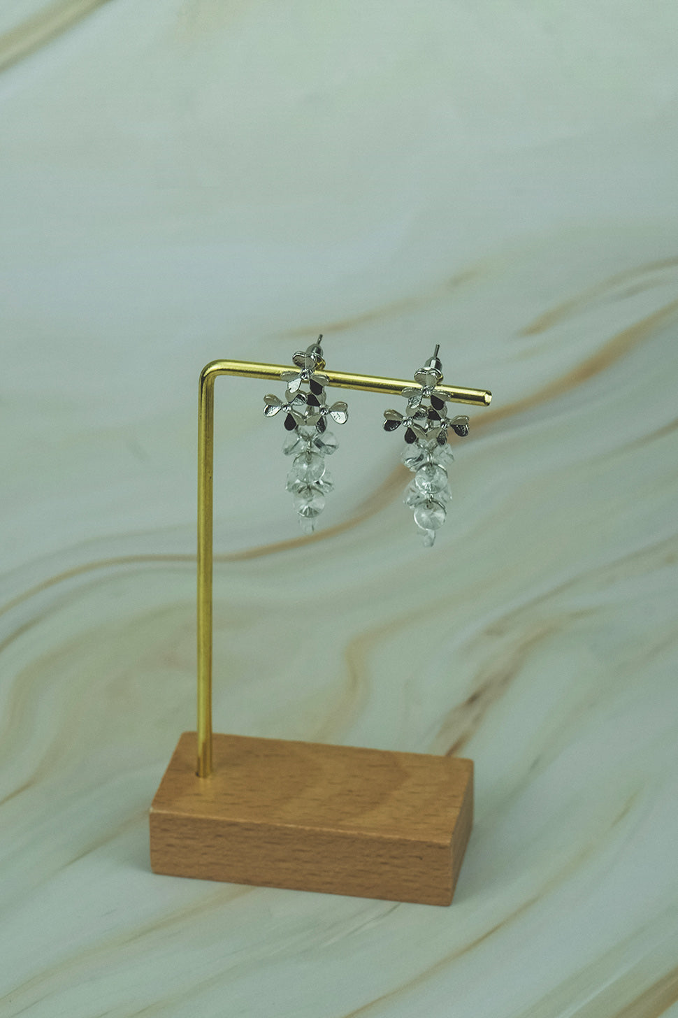 Silver Crystal Tassel Earrings  