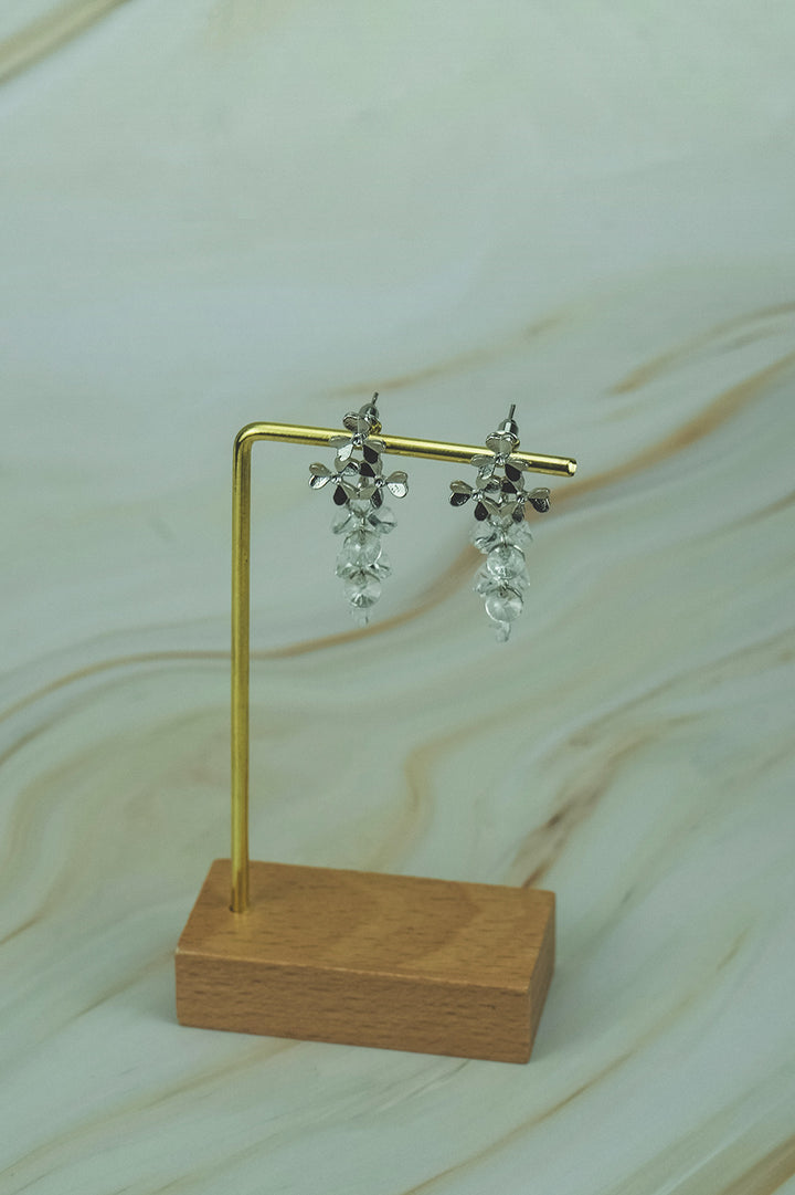 Silver Crystal Tassel Earrings  
