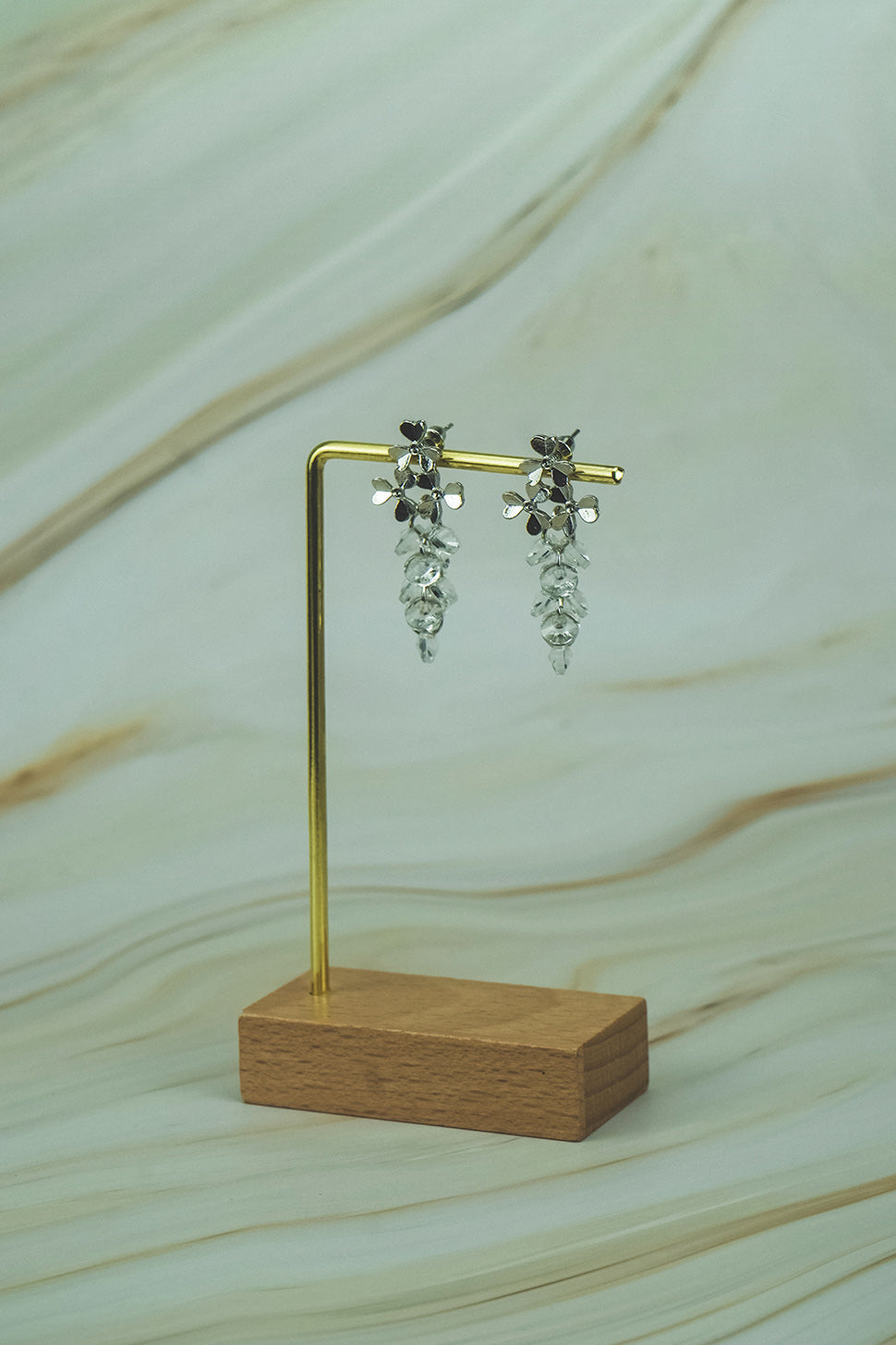Silver Crystal Tassel Earrings Title Default Title