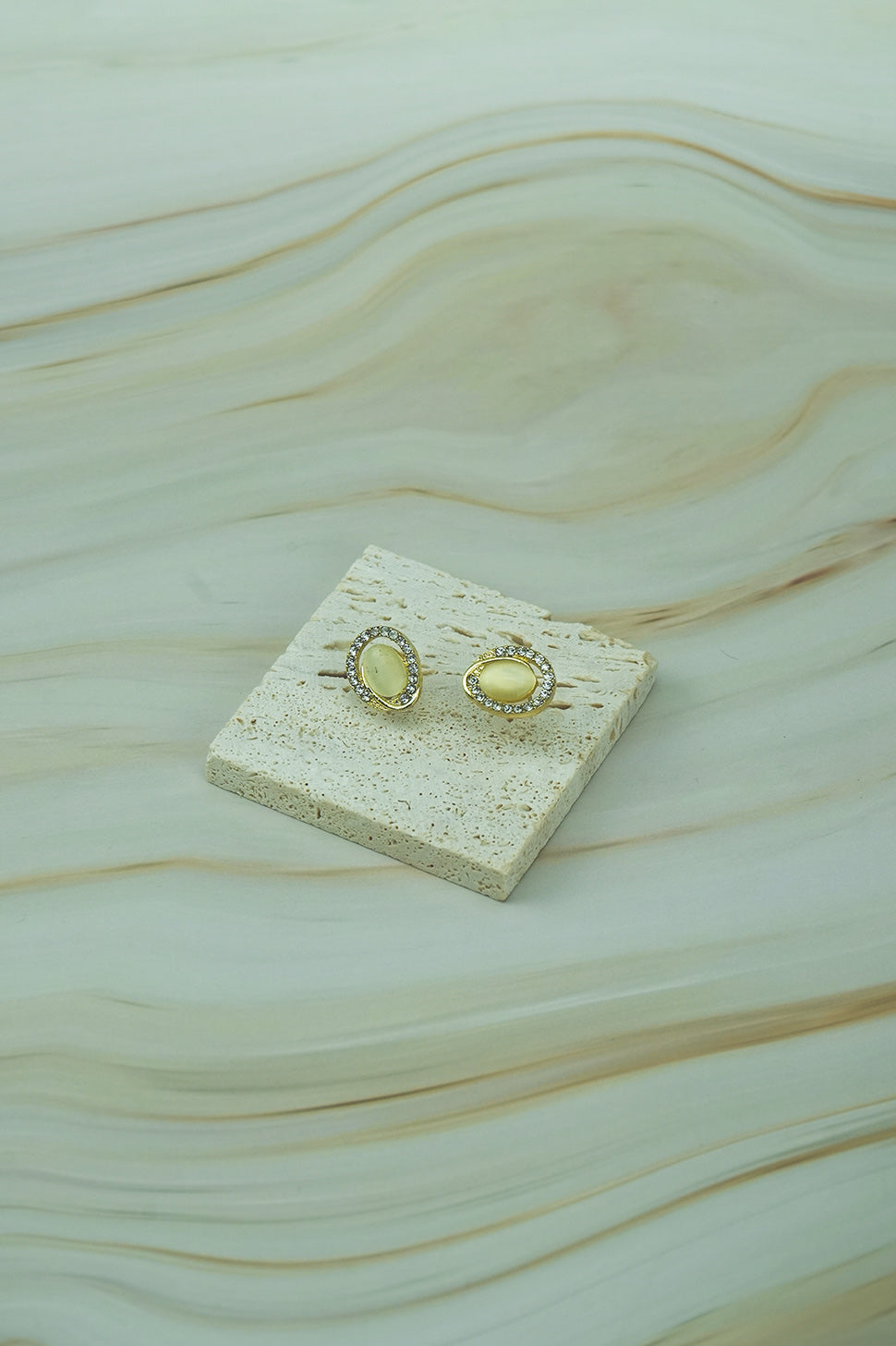 Gold-Plated Cat’s Eye Stud Earrings  