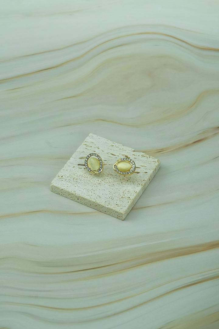 Gold-Plated Cat’s Eye Stud Earrings  