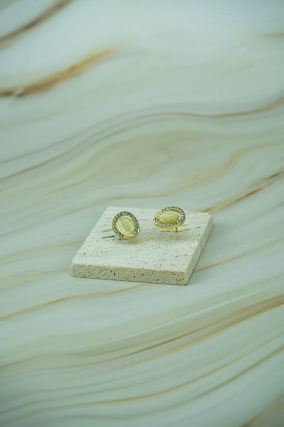 Gold-Plated Cat’s Eye Stud Earrings  