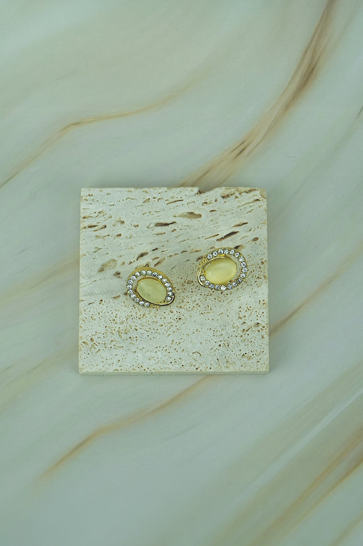 Gold-Plated Cat’s Eye Stud Earrings  