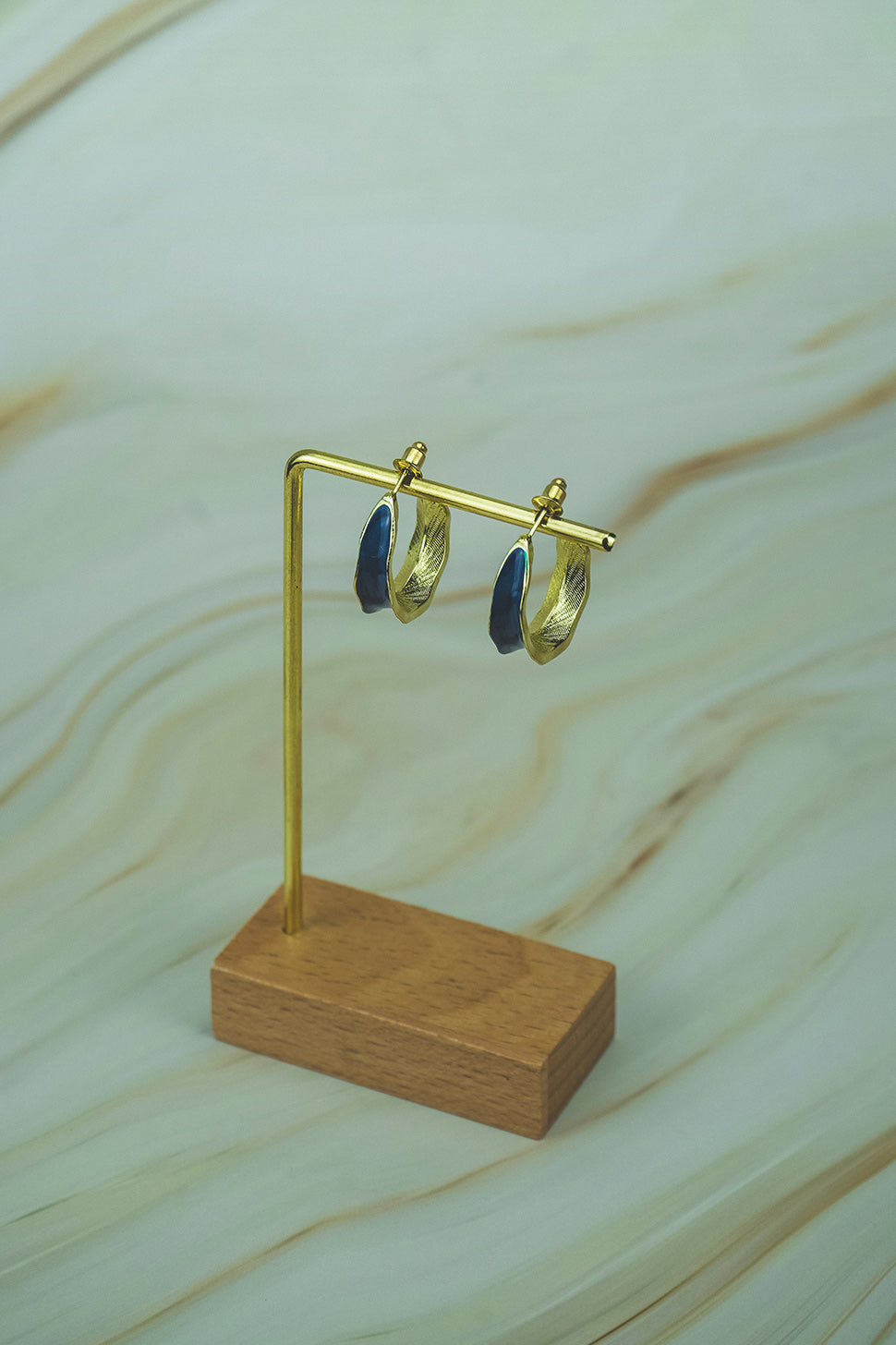 Elegant Hoop-Style Stud Earrings - Blue Title Default Title