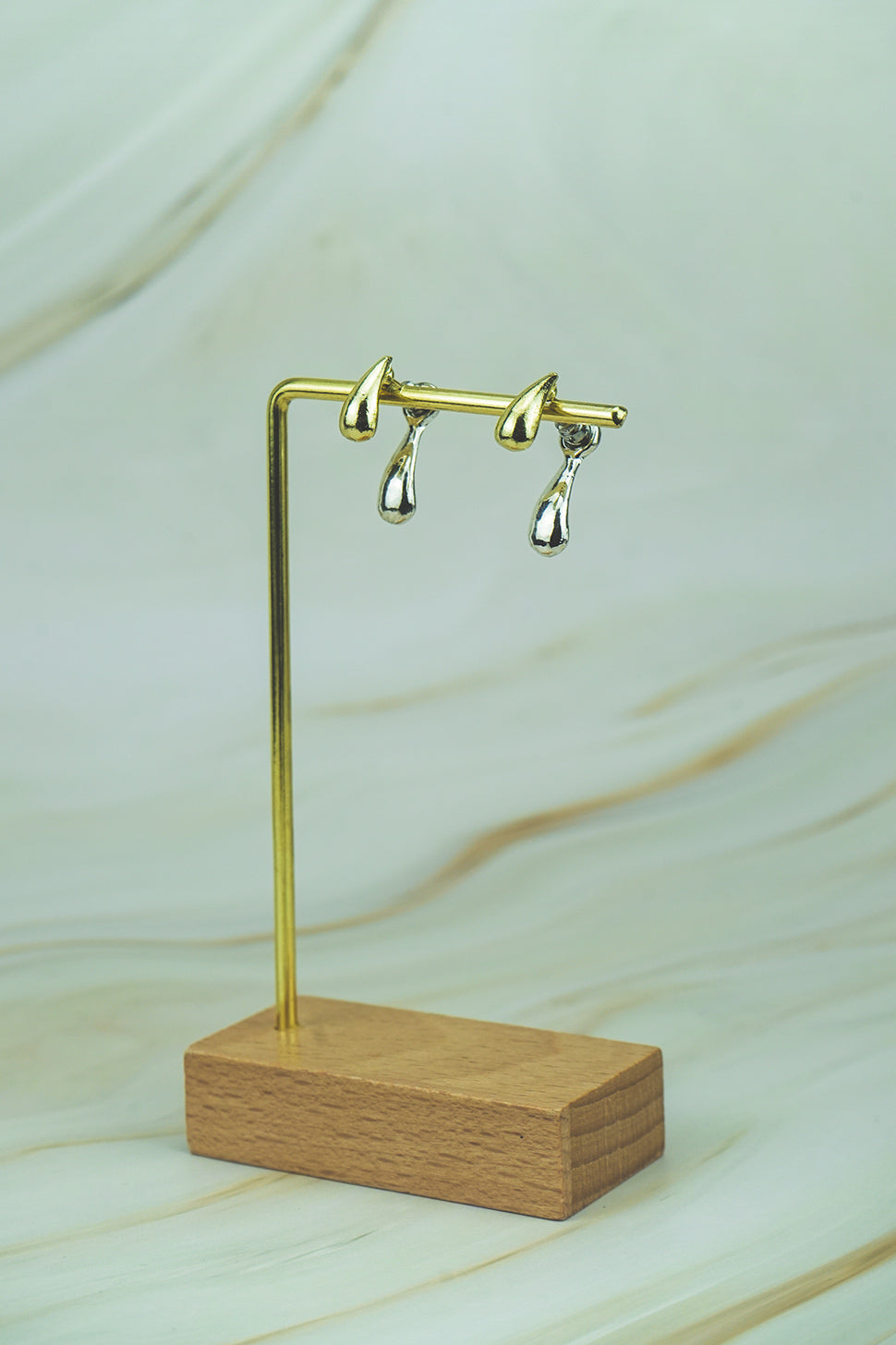 Gold & Silver Teardrop Stud Earrings Title Default Title