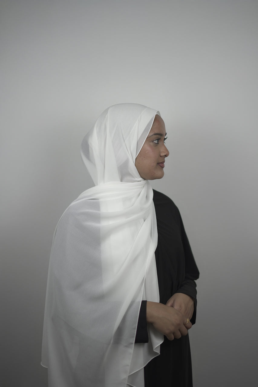 White New Chiffon Hijab
