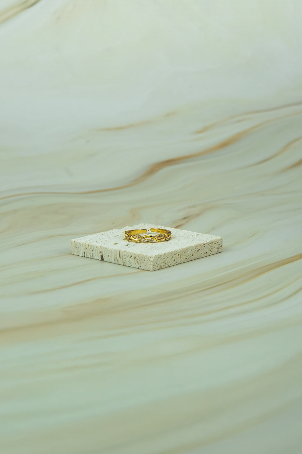 Twisted Zircon Adjustable Ring  
