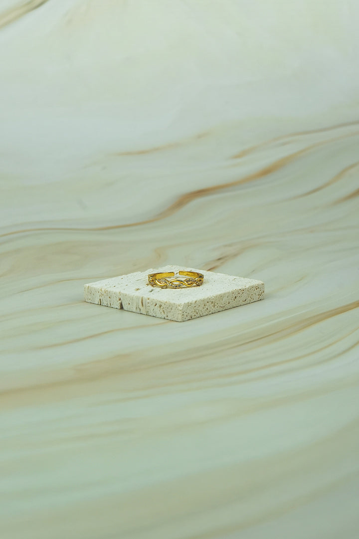 Twisted Zircon Adjustable Ring  