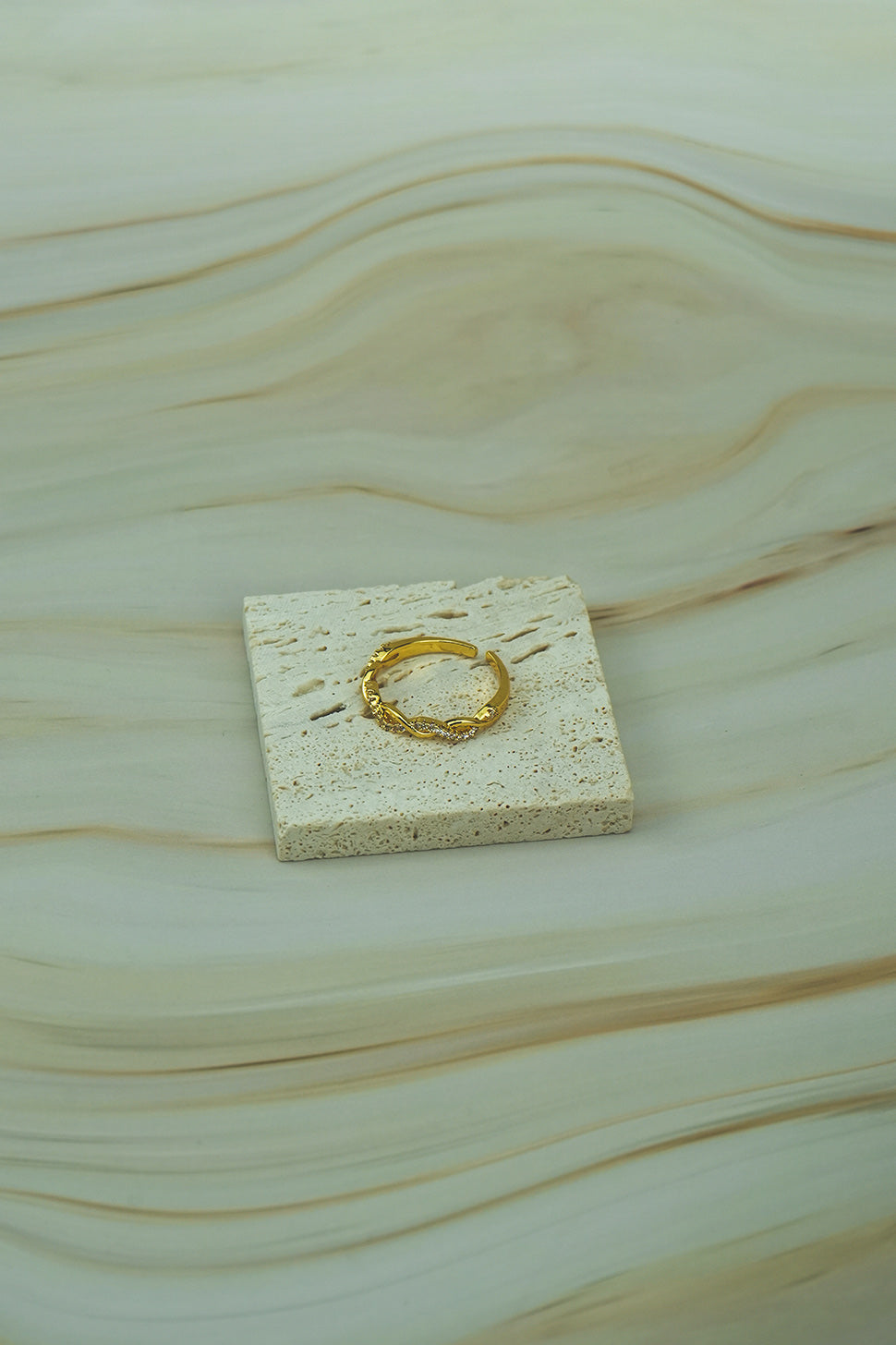 Twisted Zircon Adjustable Ring  
