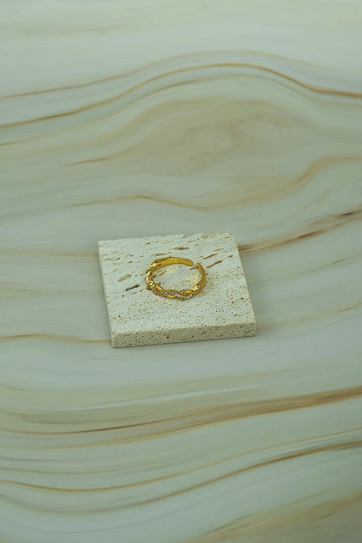Twisted Zircon Adjustable Ring  