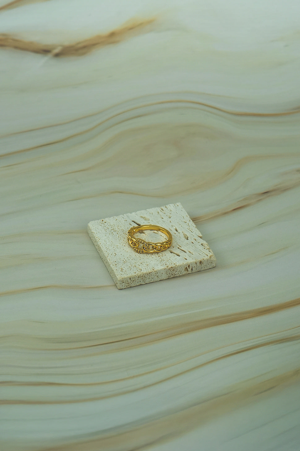 Gold Stainless Steel Link Ring  