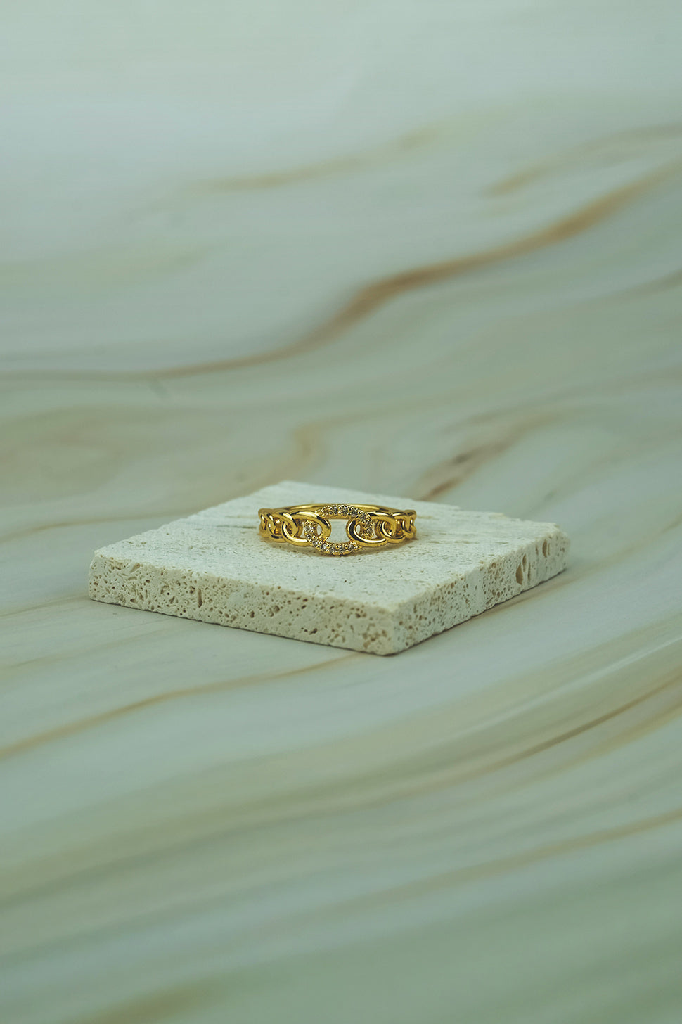 Gold Stainless Steel Link Ring  