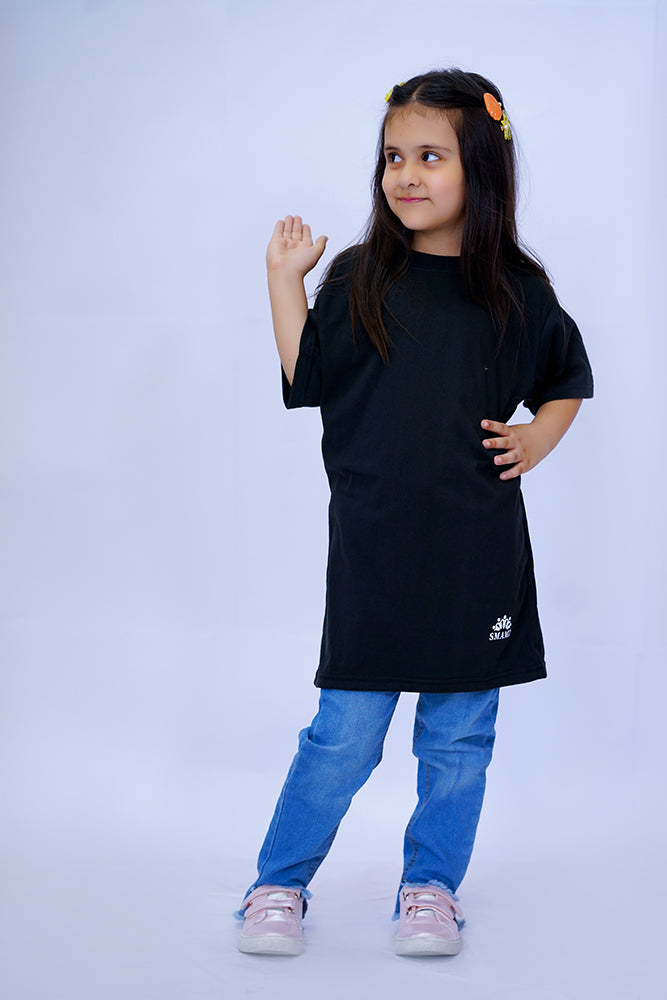 Girls Black LongT Shirt Size 7