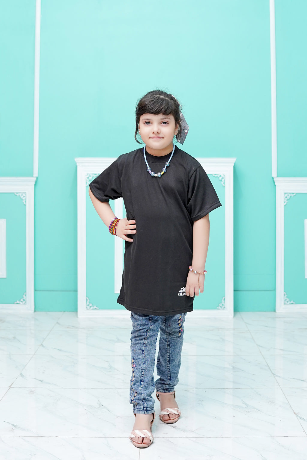 Girls Black LongT Shirt  