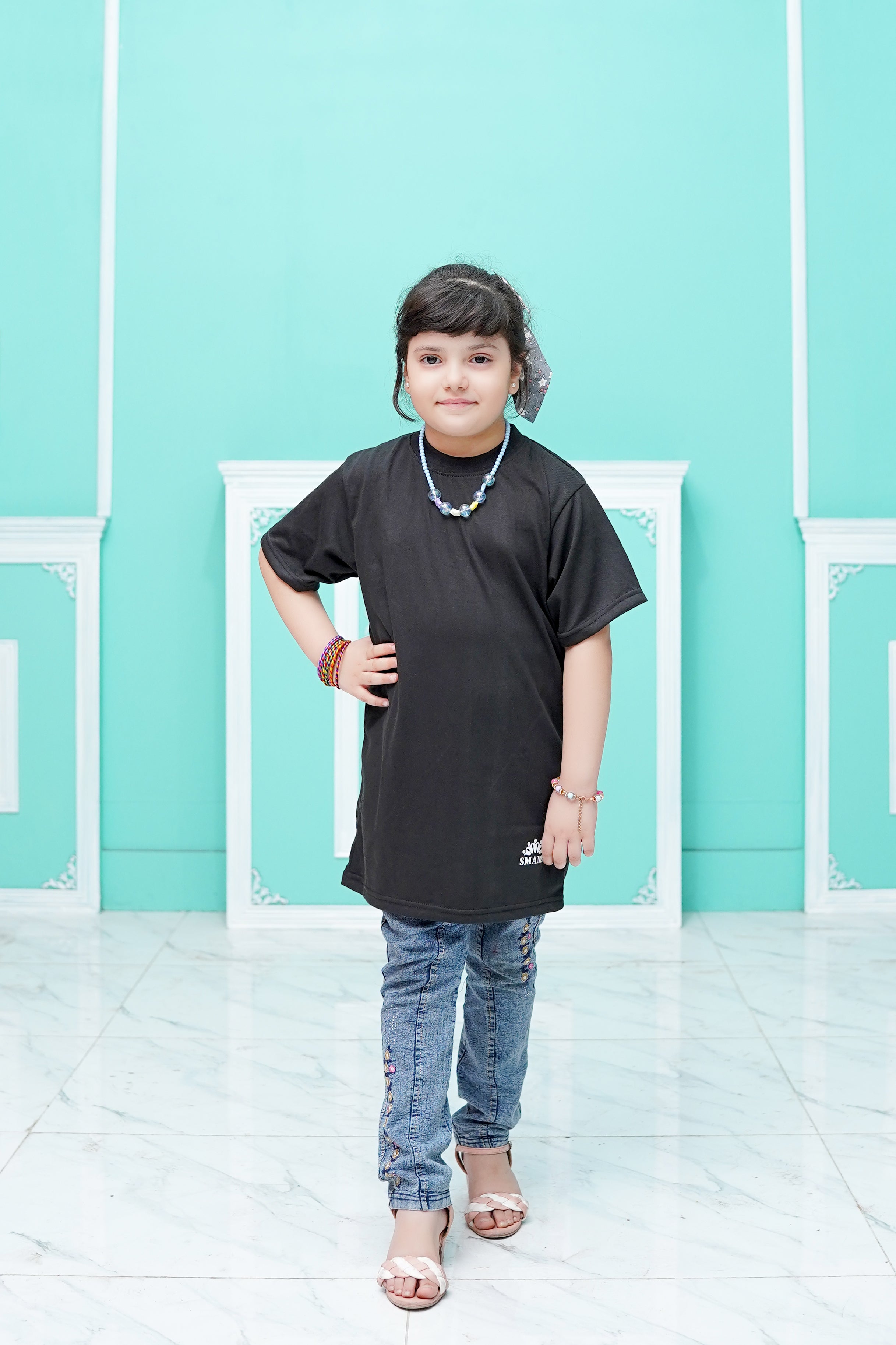 Girls Black LongT Shirt  