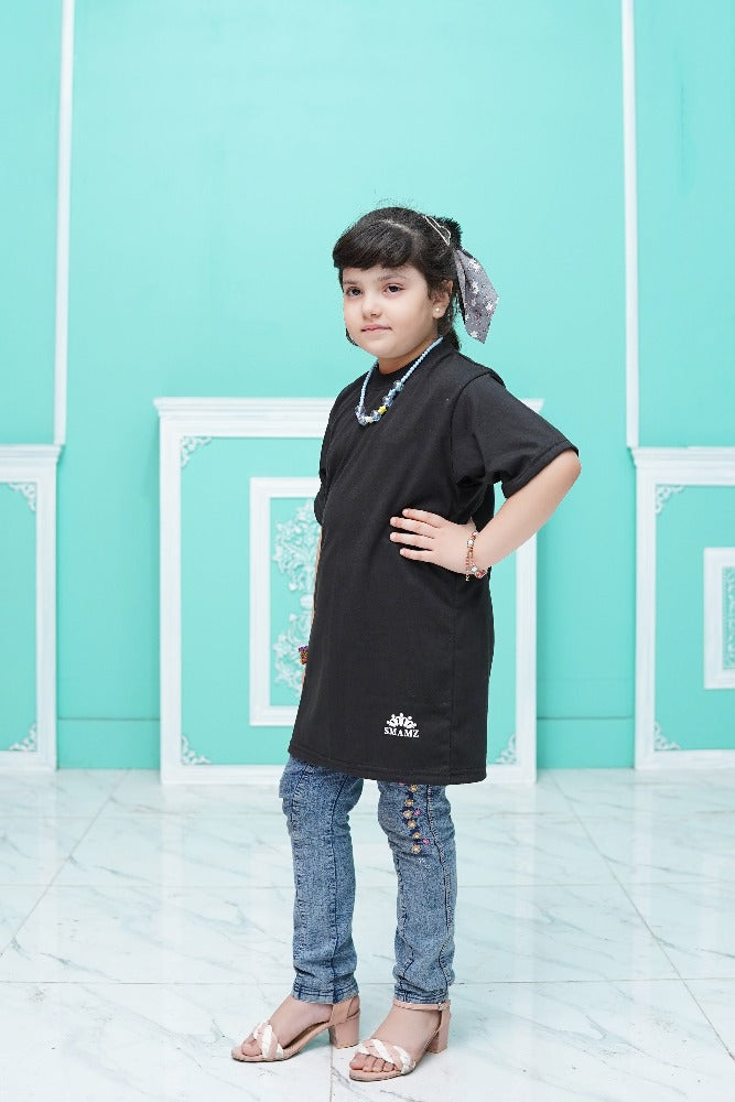 Girls Black LongT Shirt Size 8