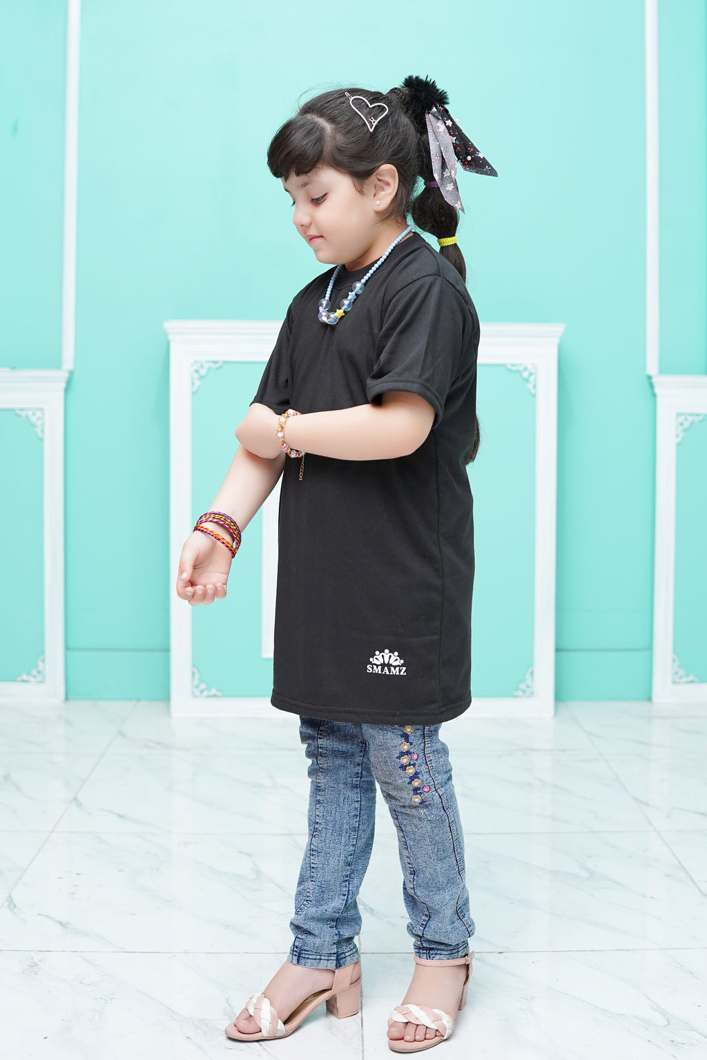 Girls Black LongT Shirt  