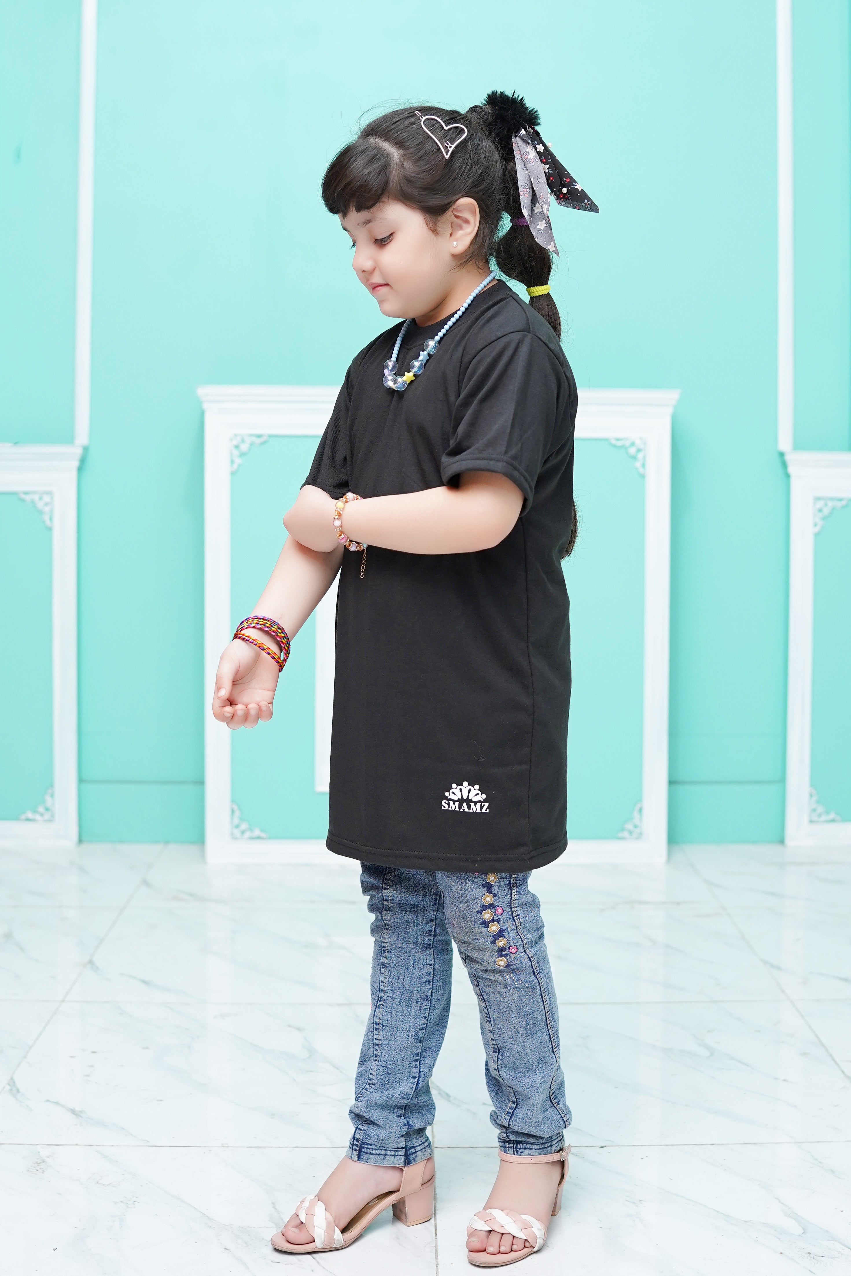 Girls Black LongT Shirt  