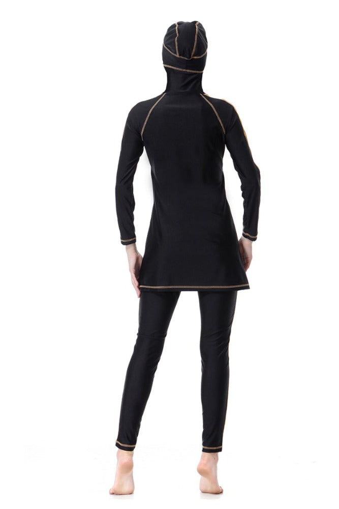 Black and Brown Modest Swimwear,Modest swimming costume,3-piece suit,quick dry polyester,smamz modest sports wear